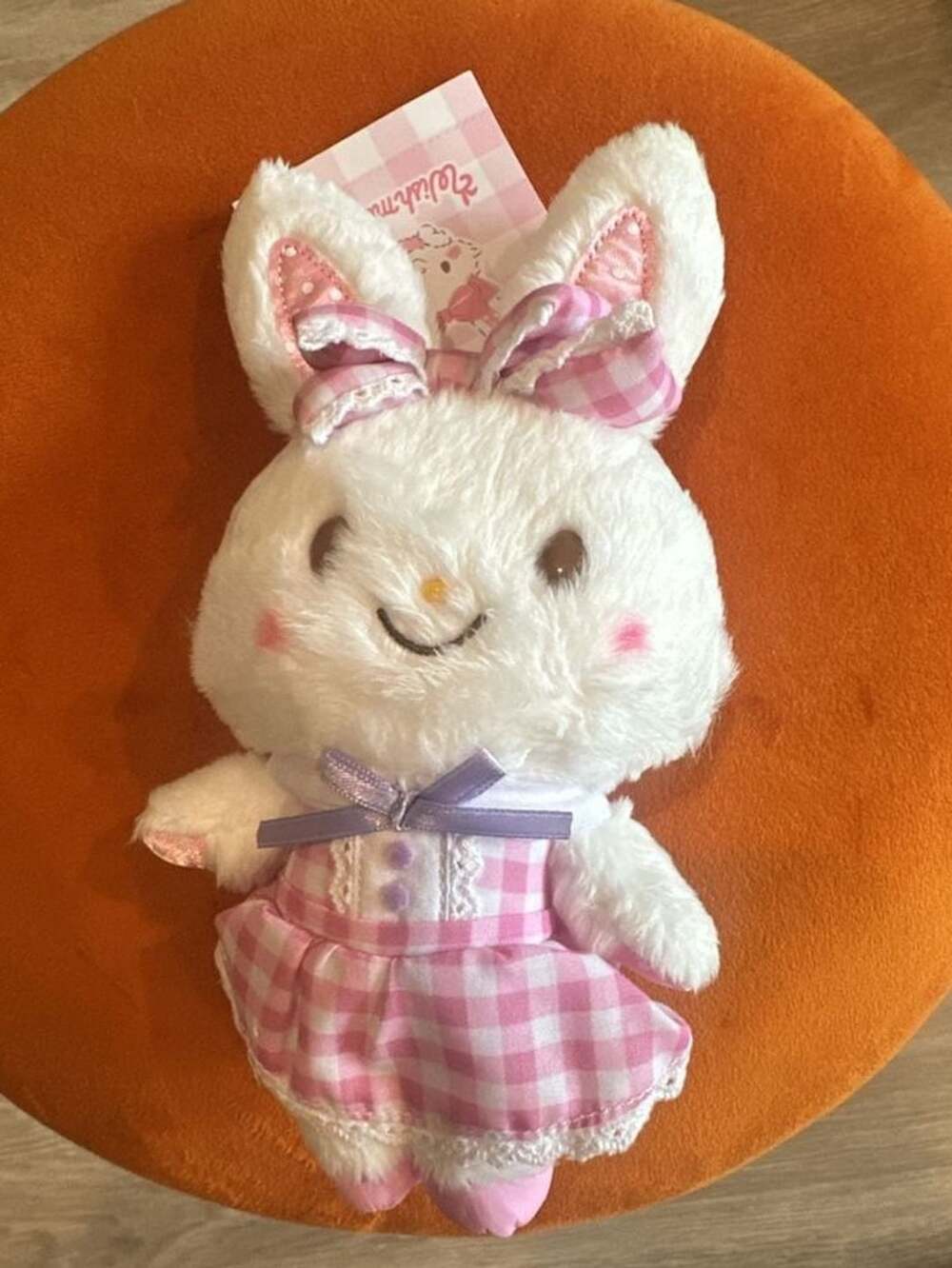 Sanrio Wish Me Mell Plush Doll White Rabbit Pink Gingham Dress